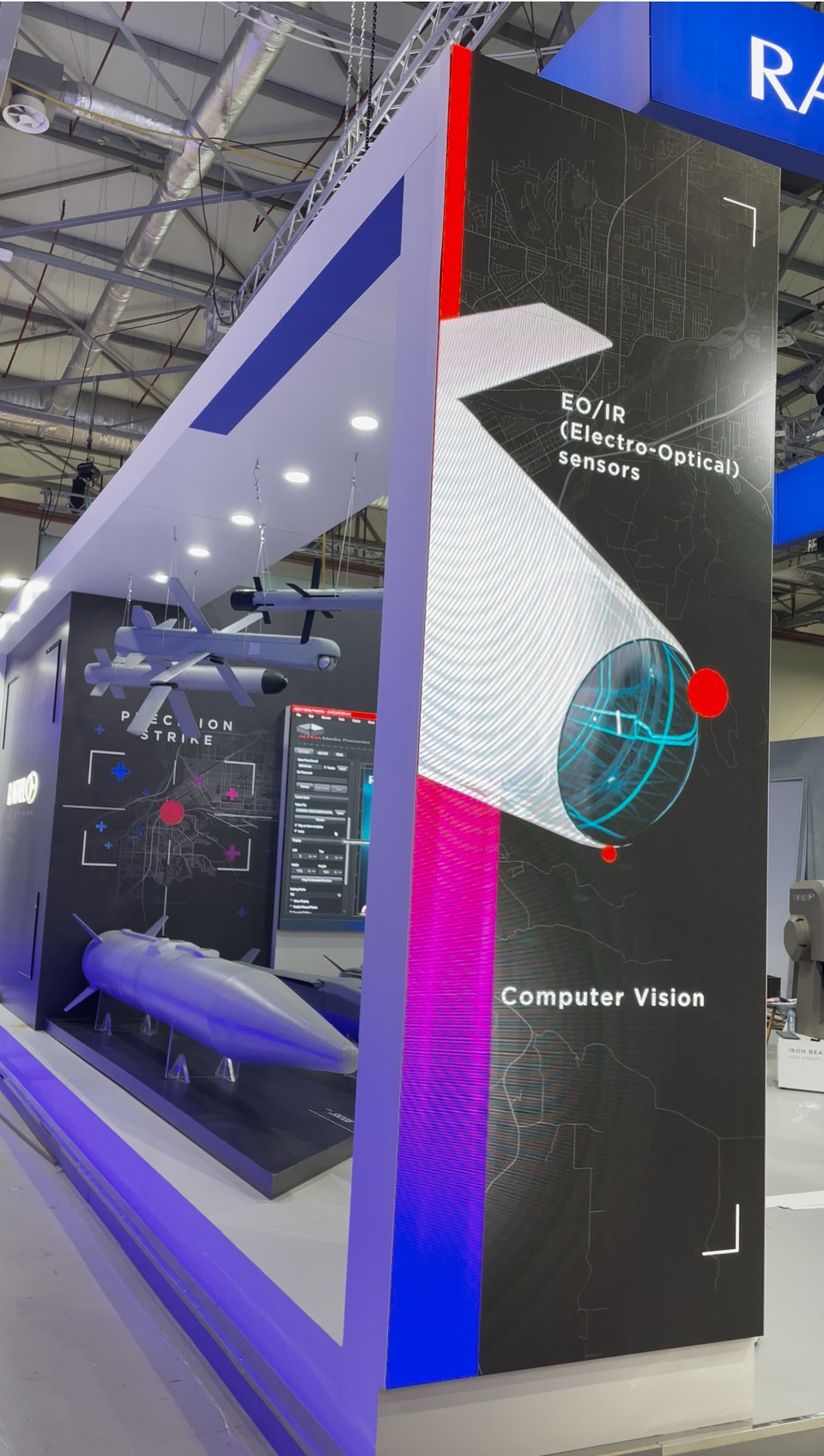 An angular screen presenting EO/IR sensors and computer vision.